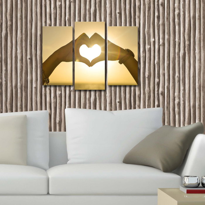 Wallity Set de 3 Cuadros Decorativos Iluminados con LED en Lienzo de Ante